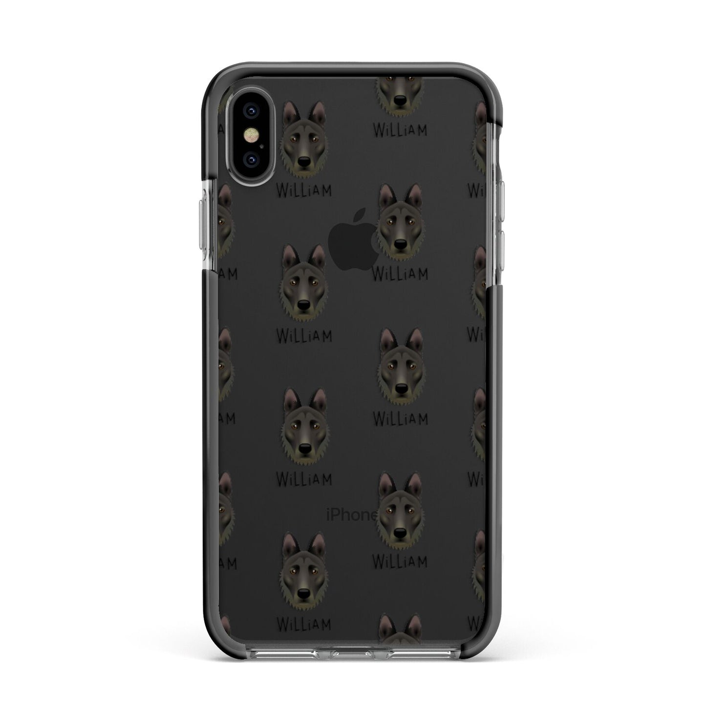 Dutch Shepherd Icon with Name Apple iPhone Xs Max Impact Case Black Edge on Black Phone