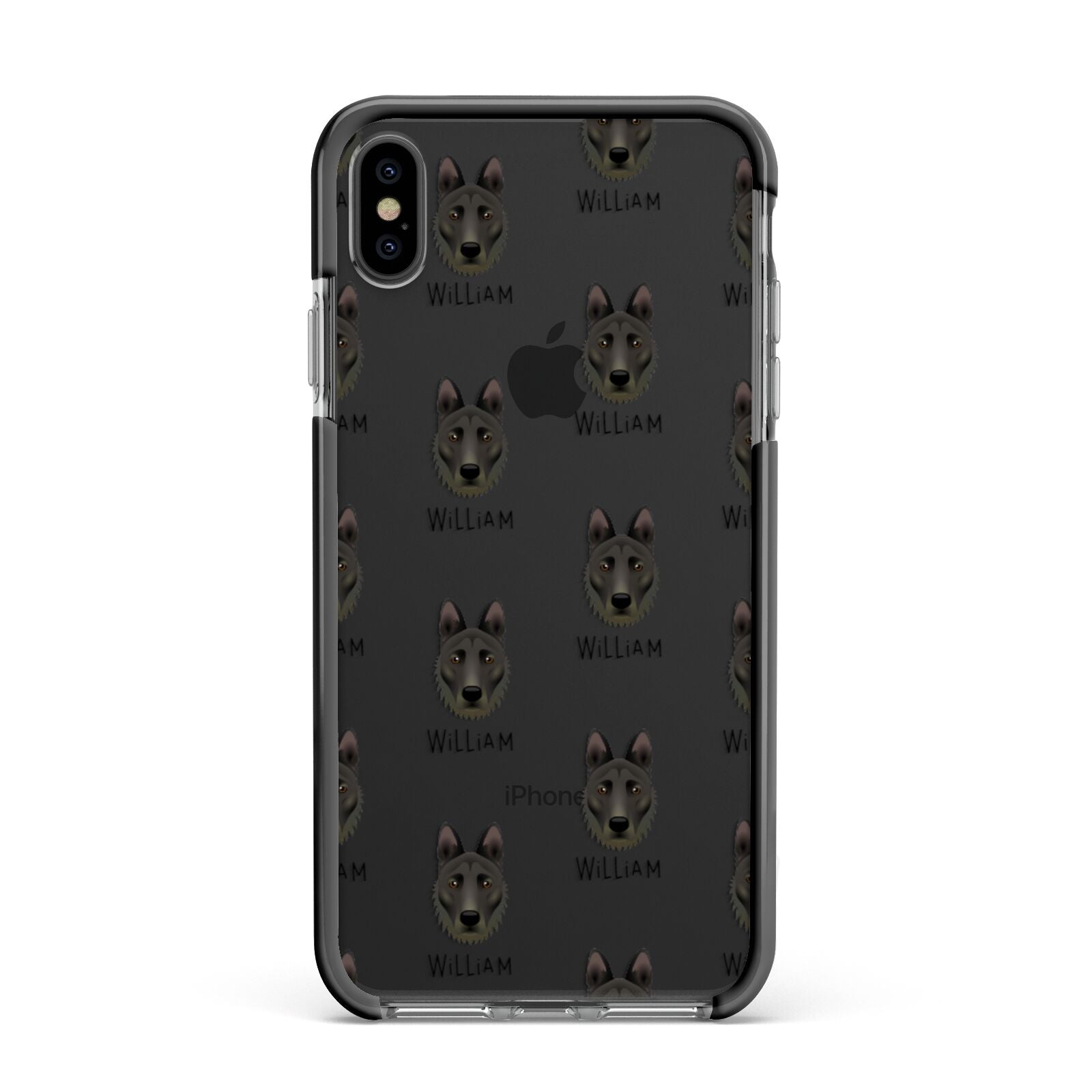 Dutch Shepherd Icon with Name Apple iPhone Xs Max Impact Case Black Edge on Black Phone