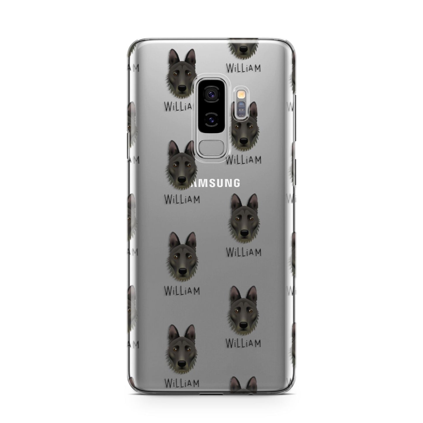 Dutch Shepherd Icon with Name Samsung Galaxy S9 Plus Case on Silver phone