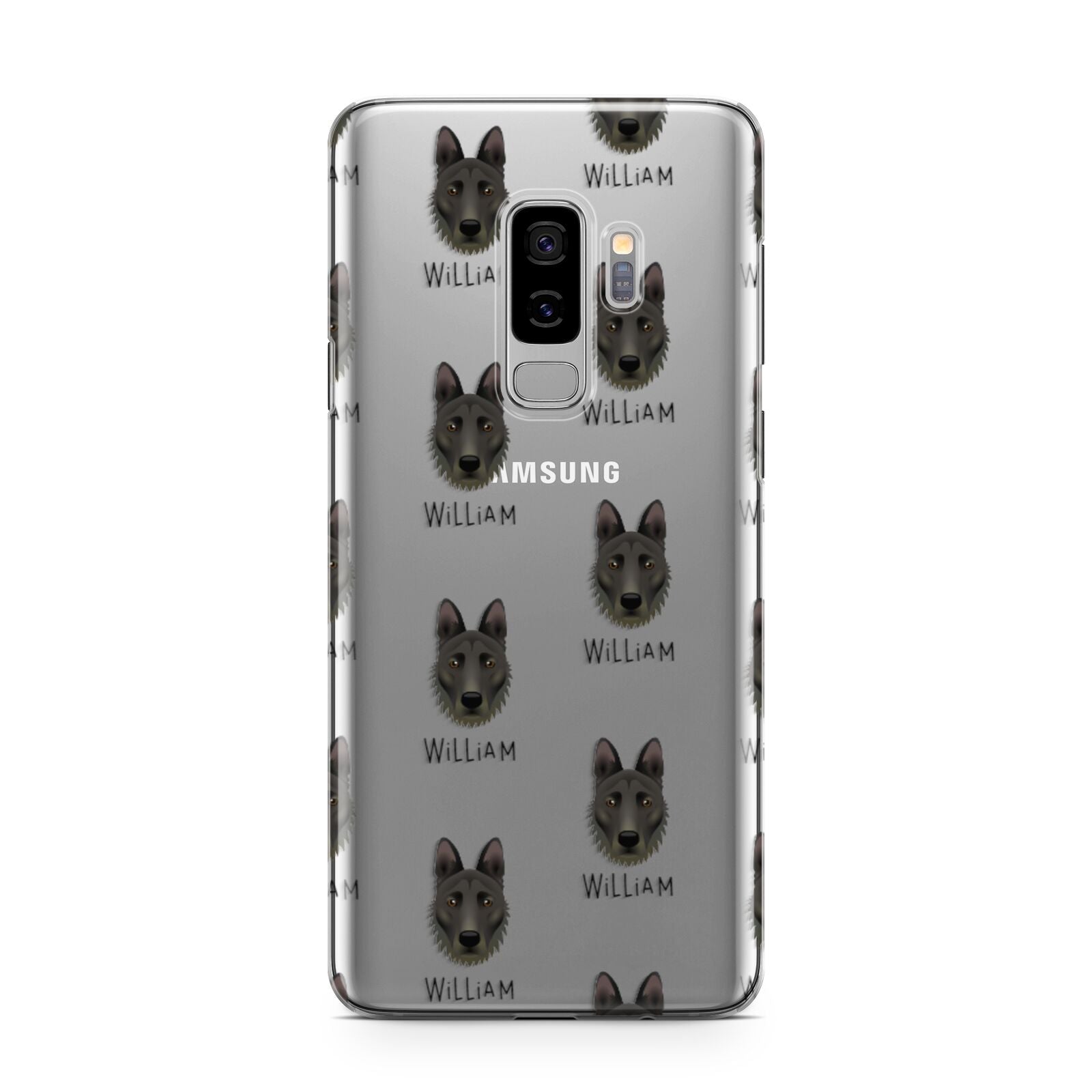 Dutch Shepherd Icon with Name Samsung Galaxy S9 Plus Case on Silver phone