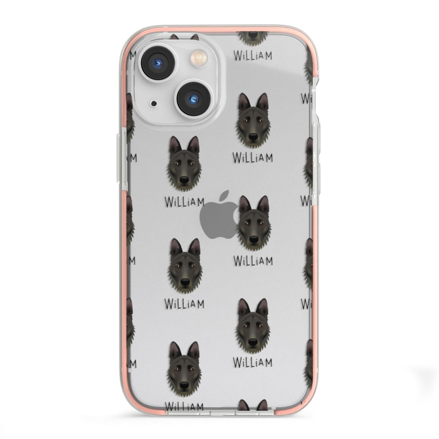Dutch Shepherd Icon with Name iPhone 13 Mini TPU Impact Case with Pink Edges