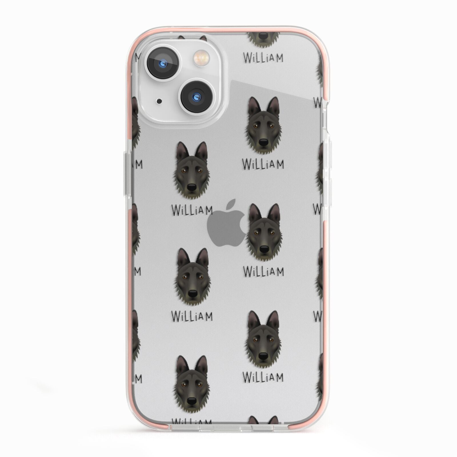 Dutch Shepherd Icon with Name iPhone 13 TPU Impact Case with Pink Edges