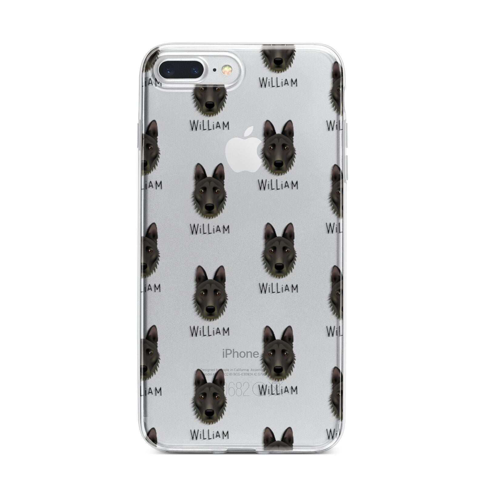 Dutch Shepherd Icon with Name iPhone 7 Plus Bumper Case on Silver iPhone