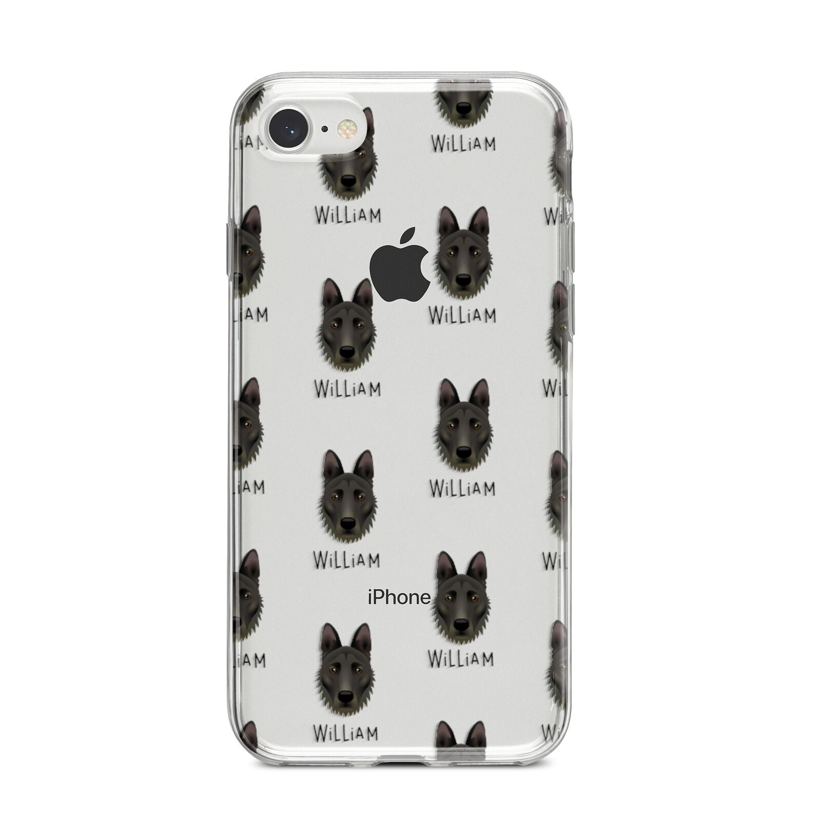 Dutch Shepherd Icon with Name iPhone 8 Bumper Case on Silver iPhone
