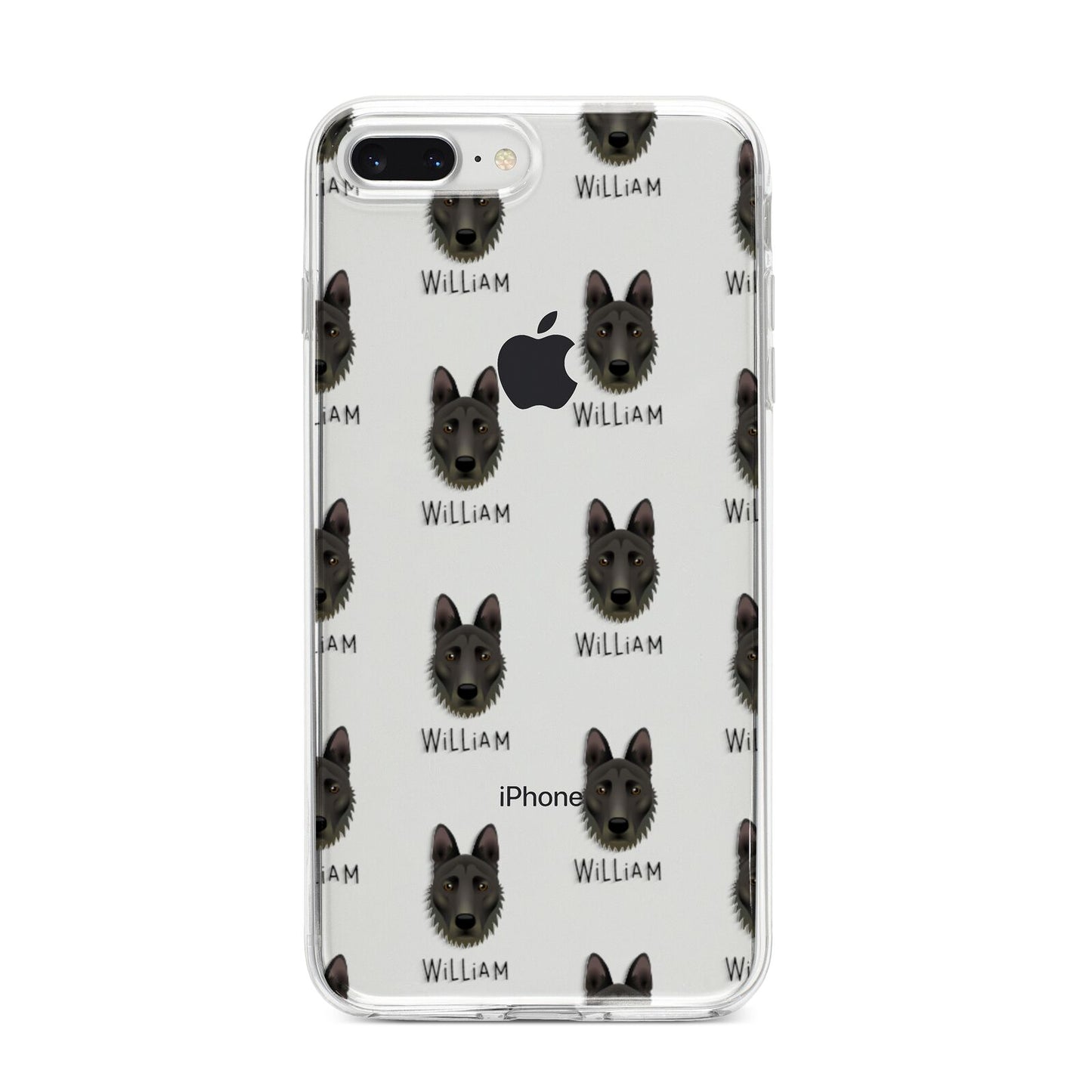 Dutch Shepherd Icon with Name iPhone 8 Plus Bumper Case on Silver iPhone