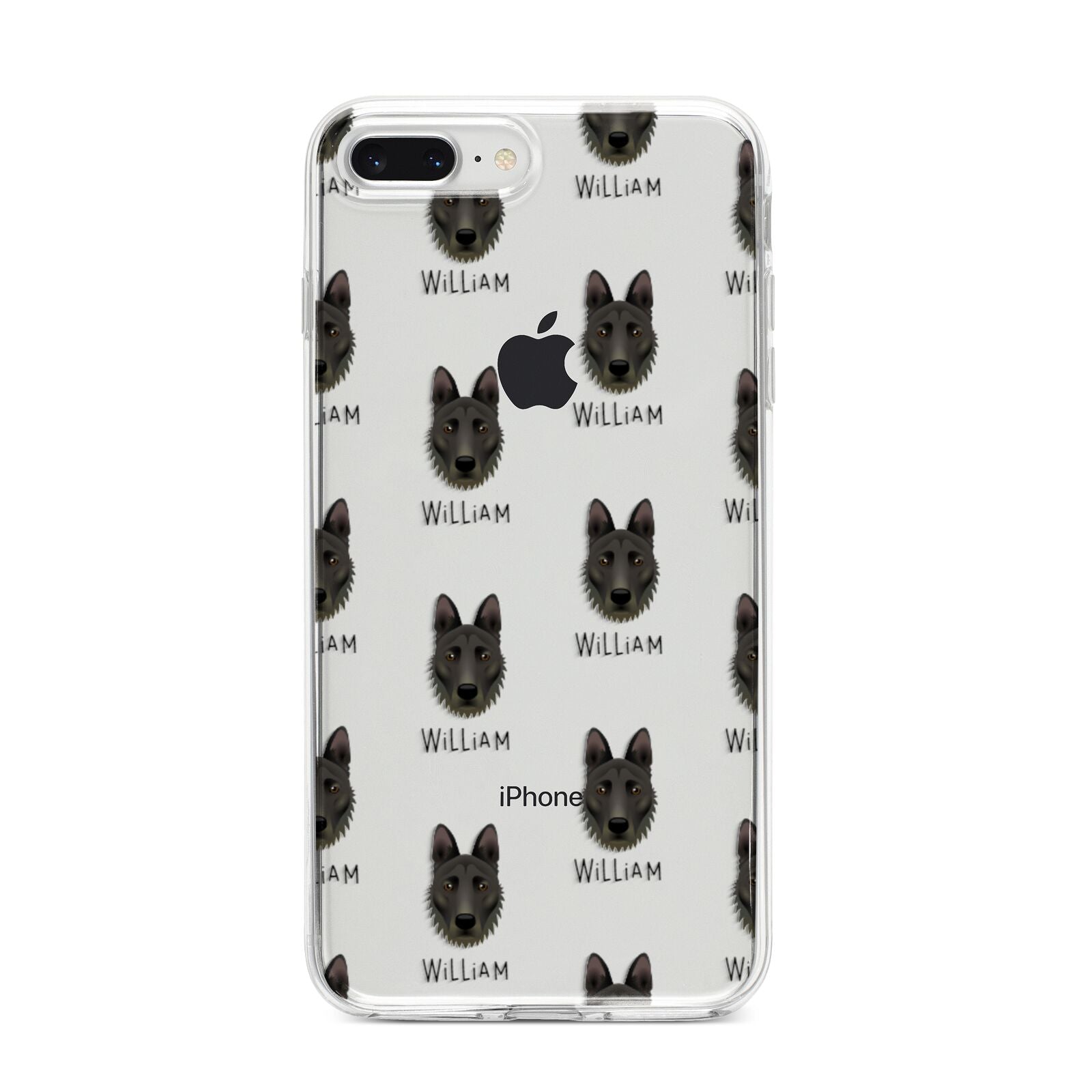 Dutch Shepherd Icon with Name iPhone 8 Plus Bumper Case on Silver iPhone