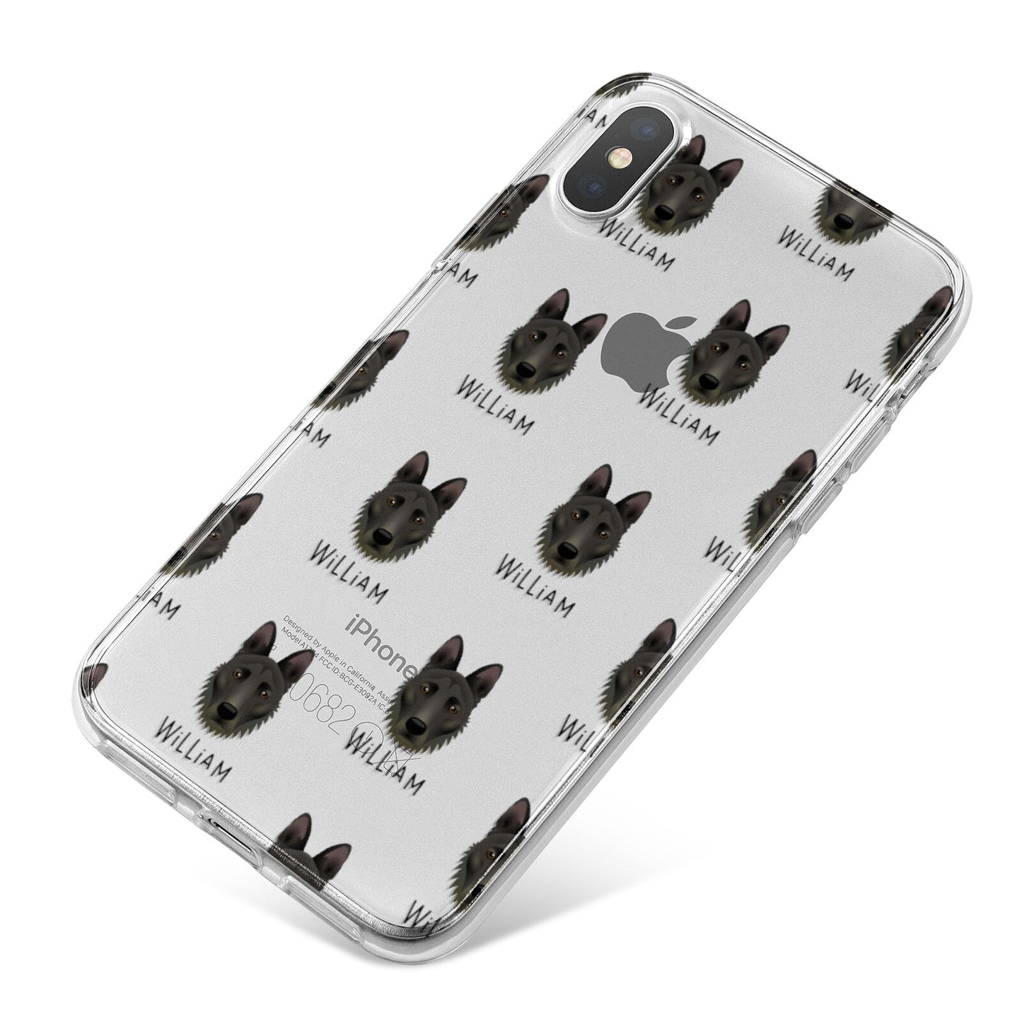Dutch Shepherd Icon with Name iPhone X Bumper Case on Silver iPhone