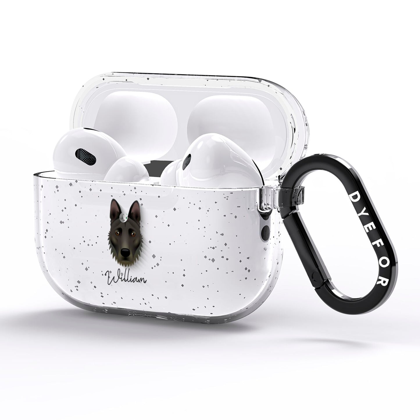 Dutch Shepherd Personalised AirPods Pro Glitter Case Side Image