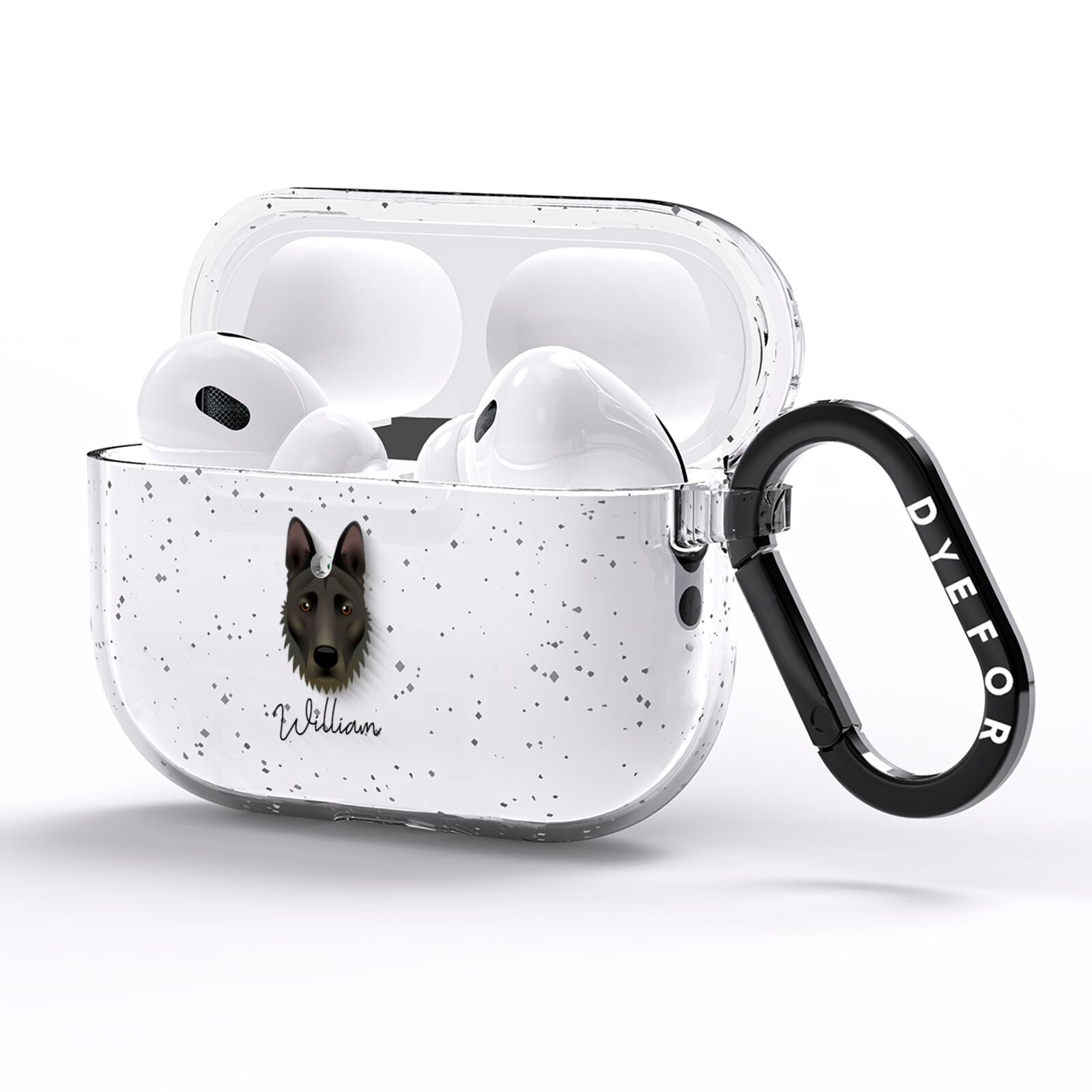 Dutch Shepherd Personalised AirPods Pro Glitter Case Side Image