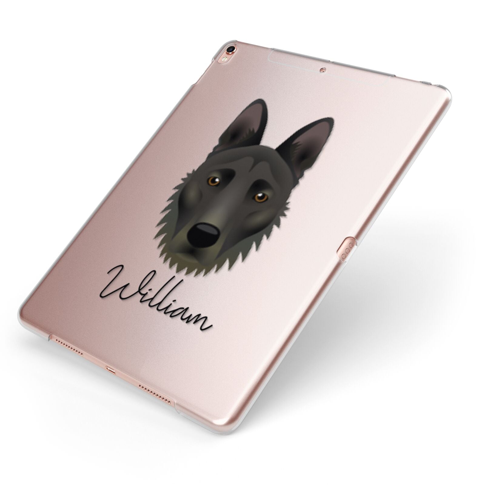 Dutch Shepherd Personalised Apple iPad Case on Rose Gold iPad Side View