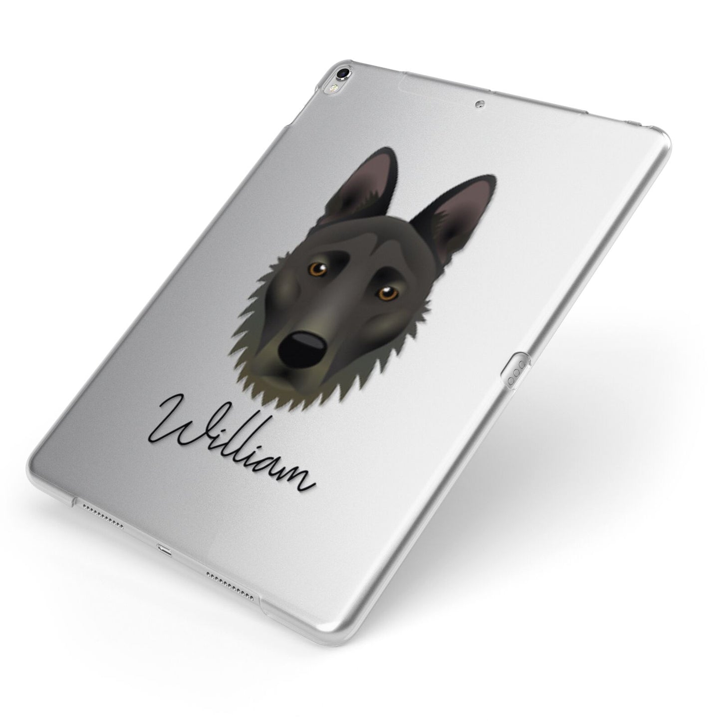 Dutch Shepherd Personalised Apple iPad Case on Silver iPad Side View