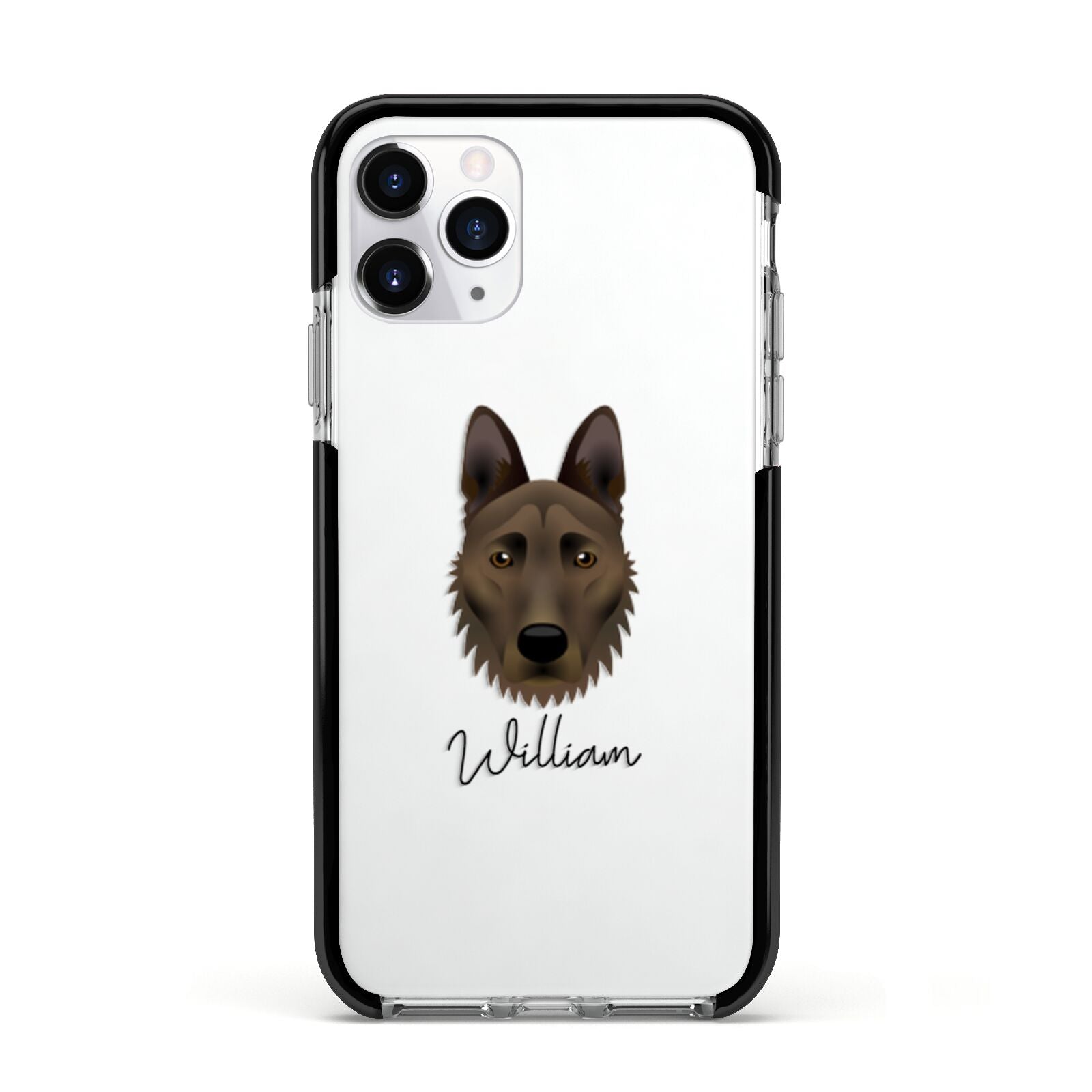 Dutch Shepherd Personalised Apple iPhone 11 Pro in Silver with Black Impact Case