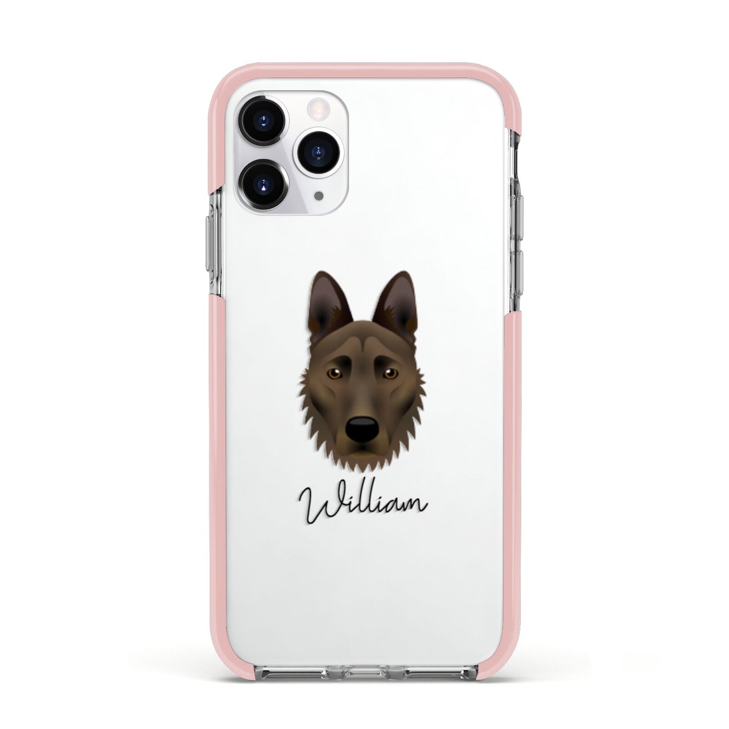 Dutch Shepherd Personalised Apple iPhone 11 Pro in Silver with Pink Impact Case