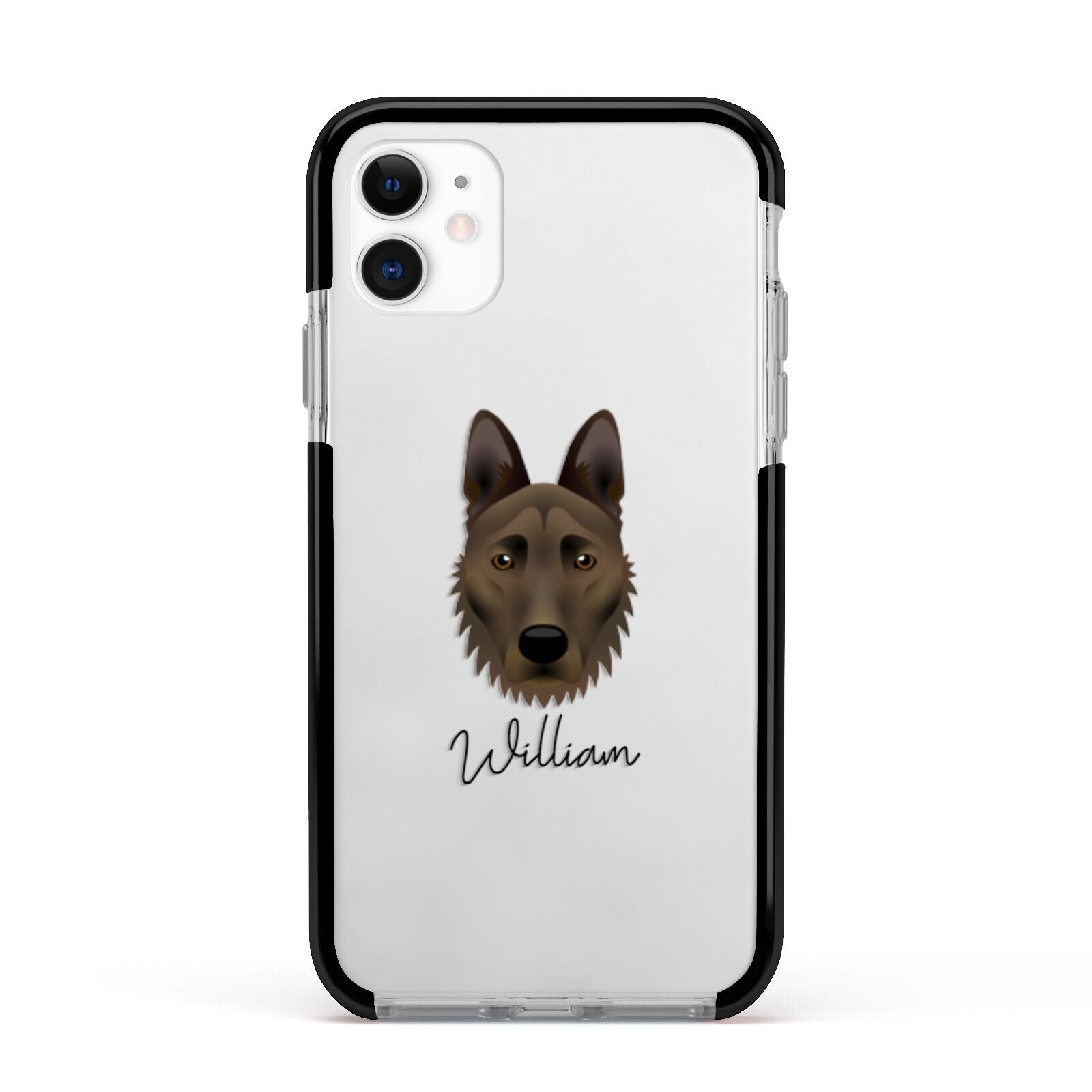 Dutch Shepherd Personalised Apple iPhone 11 in White with Black Impact Case