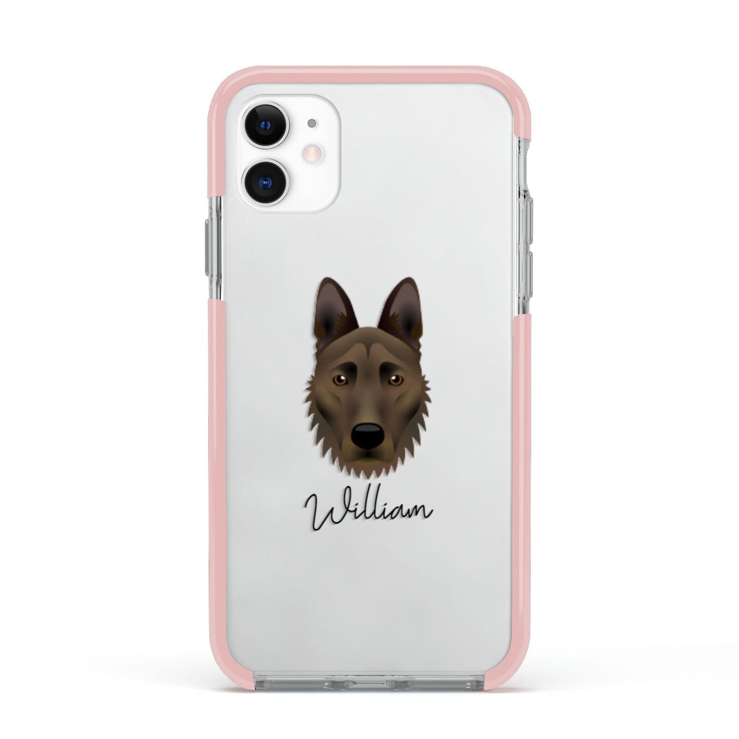 Dutch Shepherd Personalised Apple iPhone 11 in White with Pink Impact Case