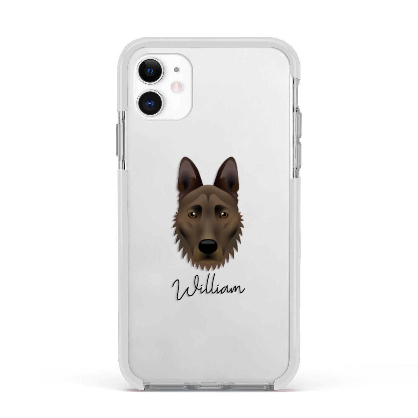 Dutch Shepherd Personalised Apple iPhone 11 in White with White Impact Case