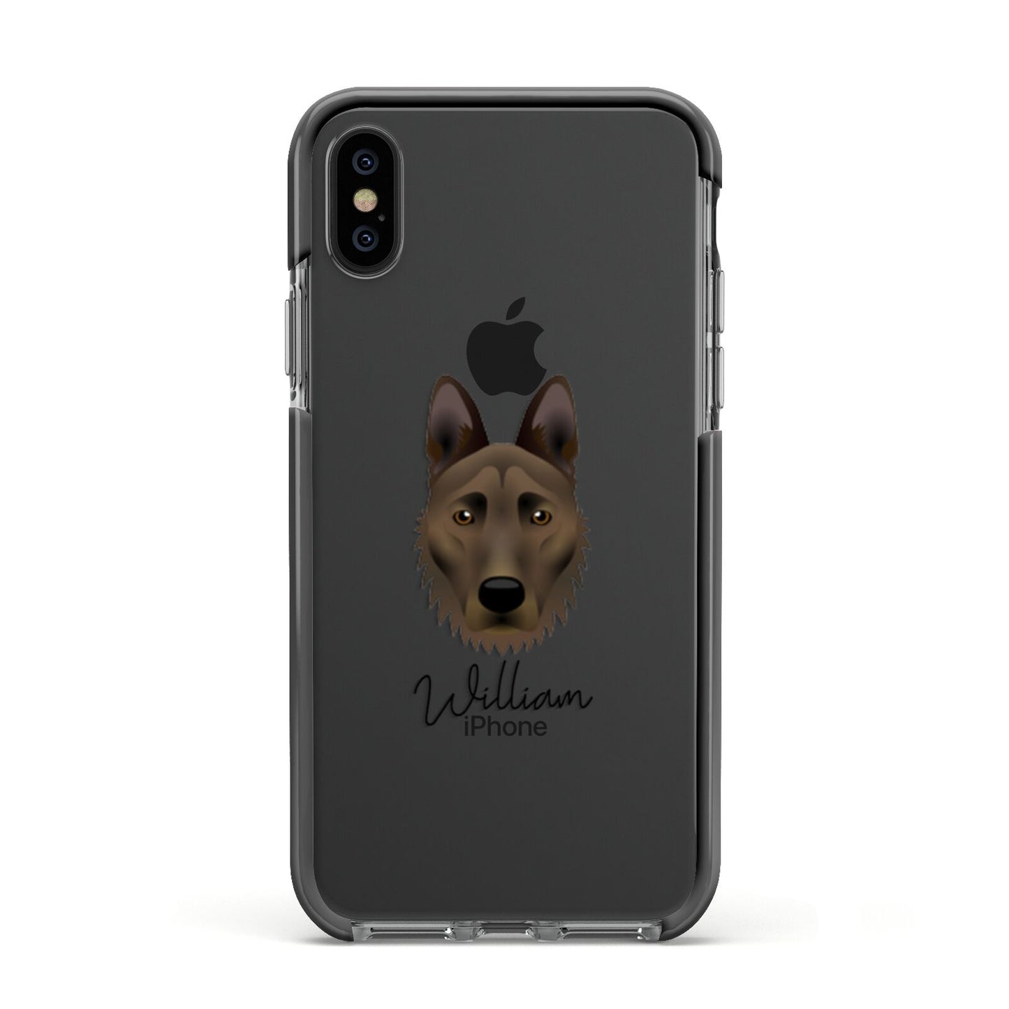Dutch Shepherd Personalised Apple iPhone Xs Impact Case Black Edge on Black Phone