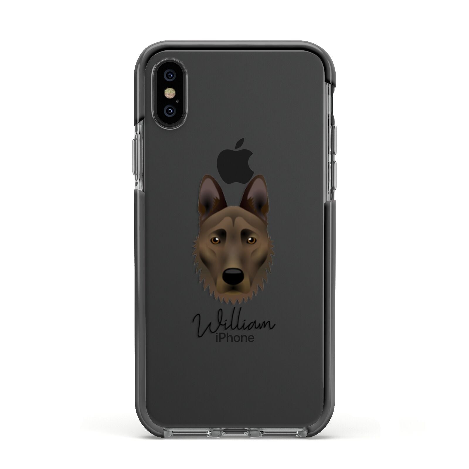 Dutch Shepherd Personalised Apple iPhone Xs Impact Case Black Edge on Black Phone