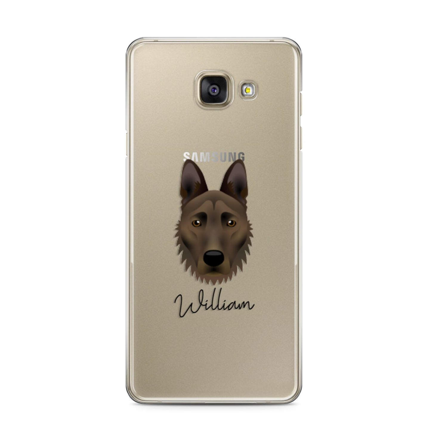 Dutch Shepherd Personalised Samsung Galaxy A3 2016 Case on gold phone