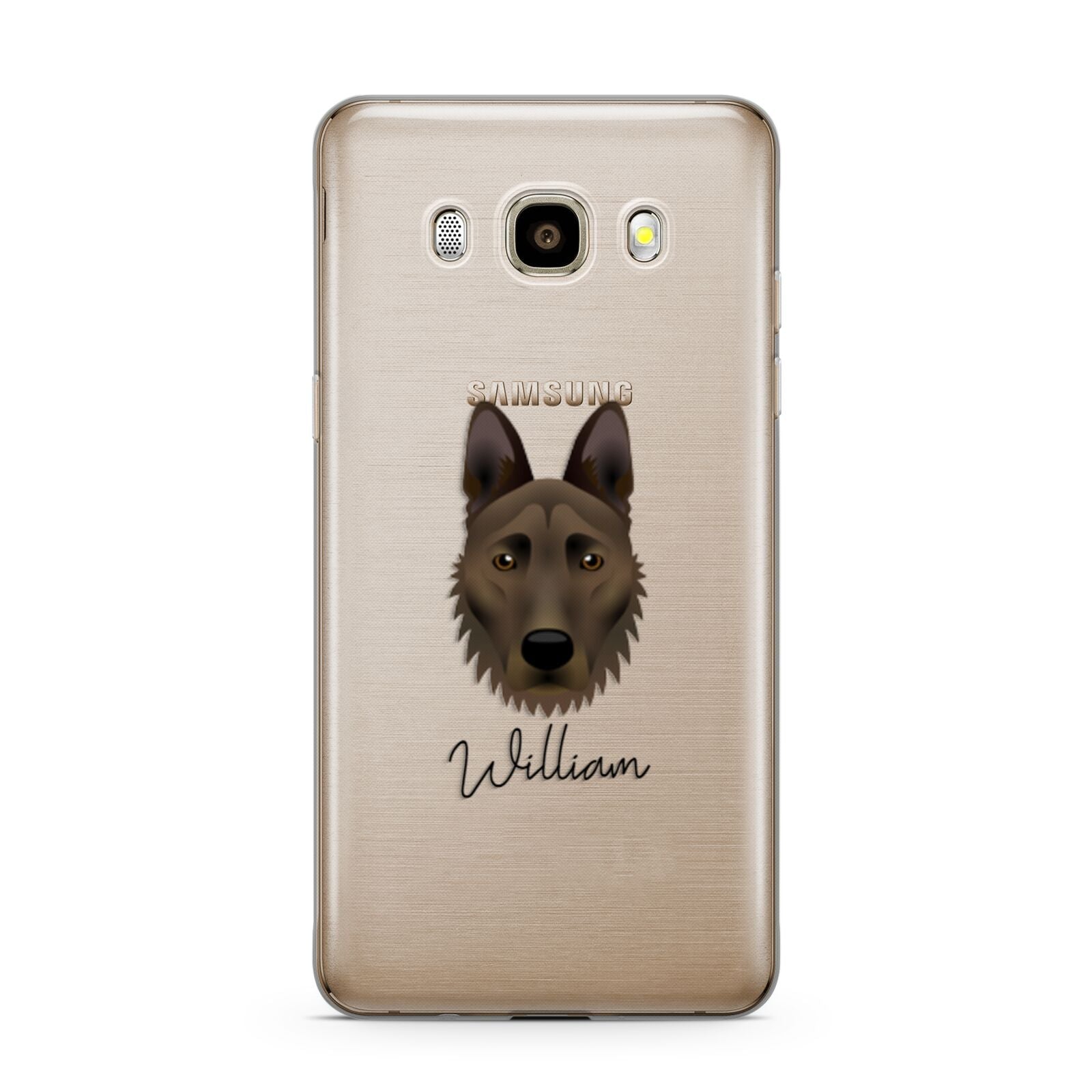 Dutch Shepherd Personalised Samsung Galaxy J7 2016 Case on gold phone