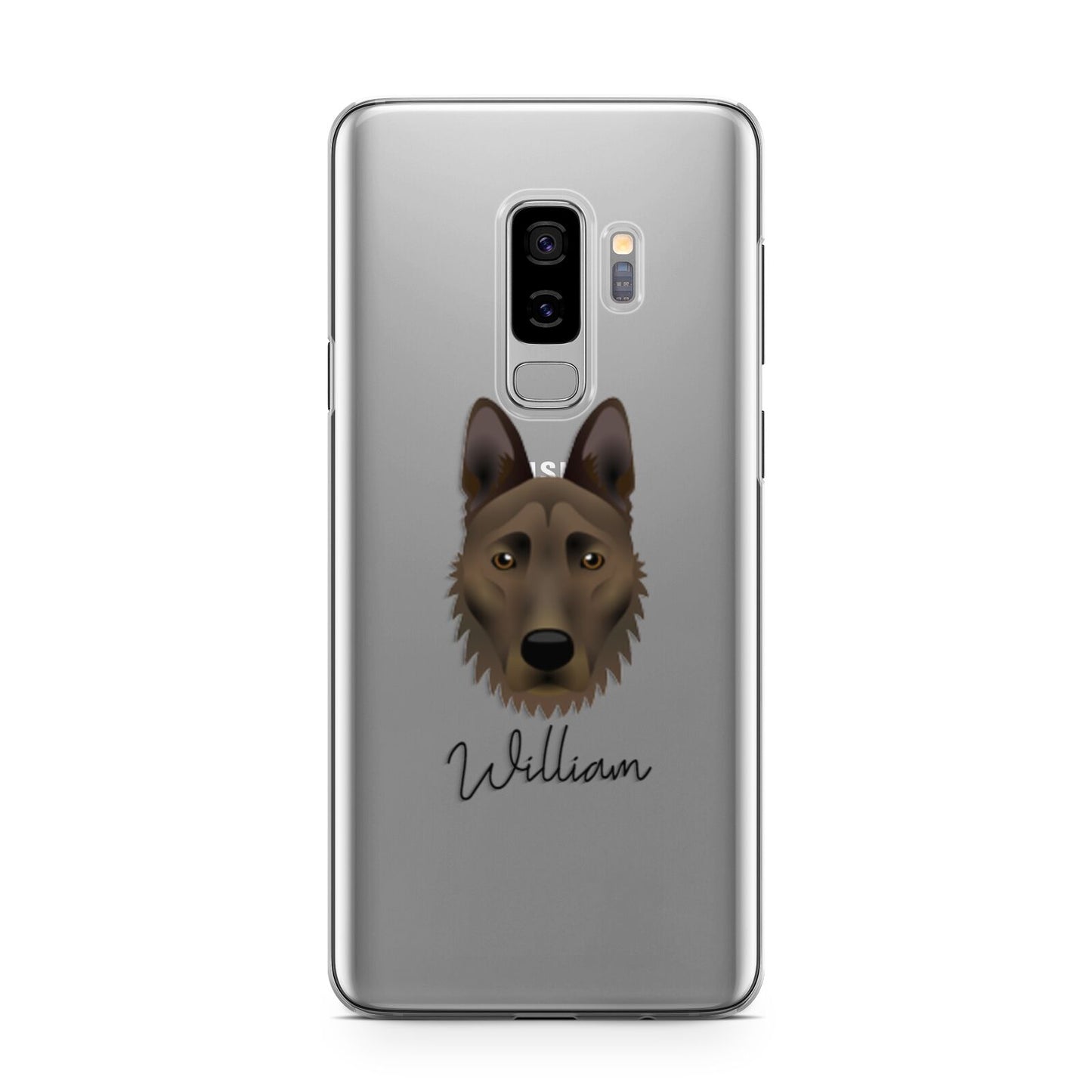 Dutch Shepherd Personalised Samsung Galaxy S9 Plus Case on Silver phone
