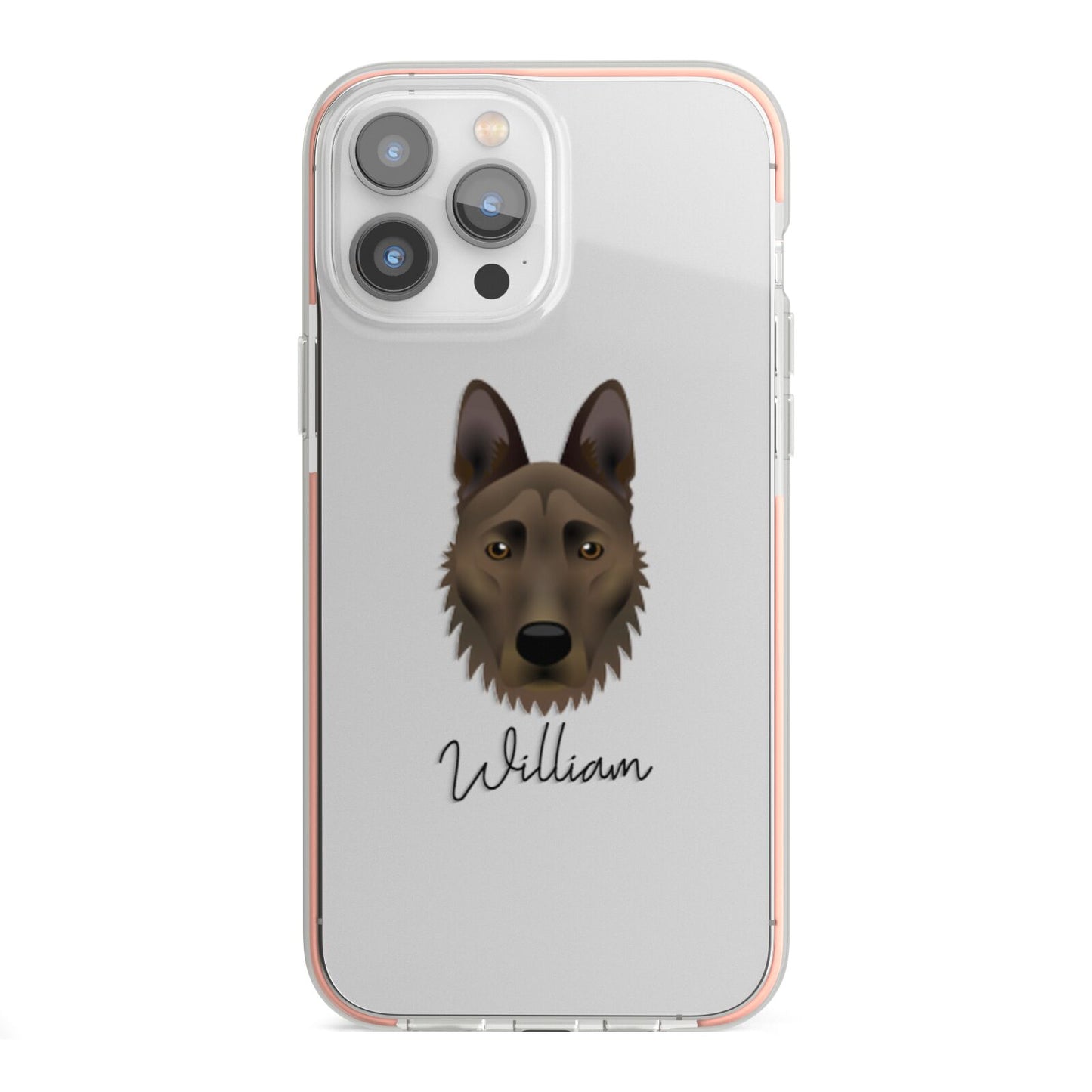 Dutch Shepherd Personalised iPhone 13 Pro Max TPU Impact Case with Pink Edges