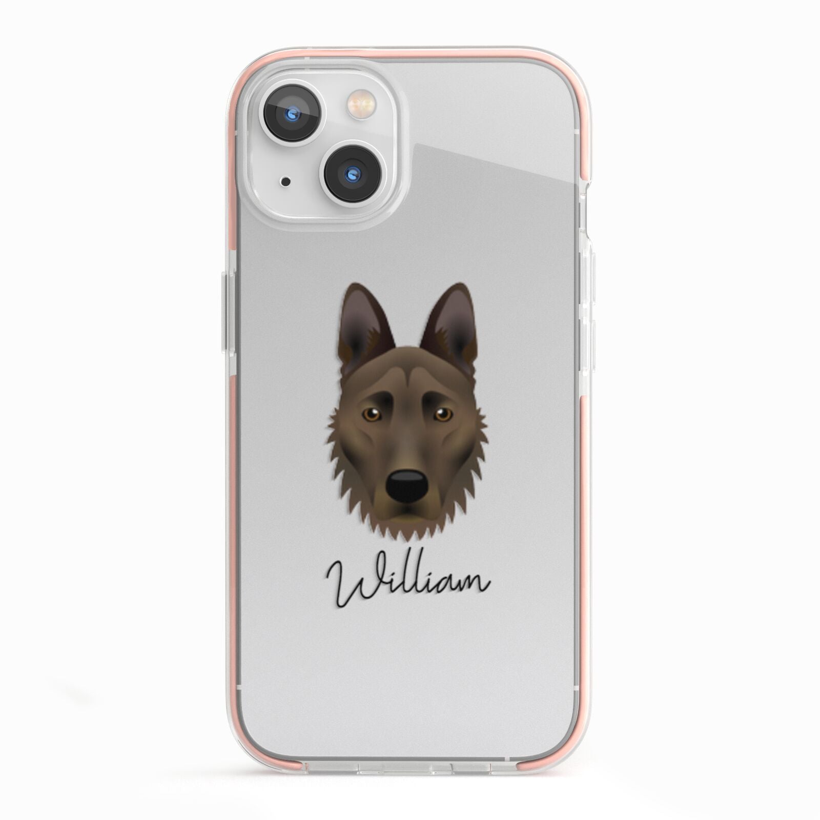 Dutch Shepherd Personalised iPhone 13 TPU Impact Case with Pink Edges