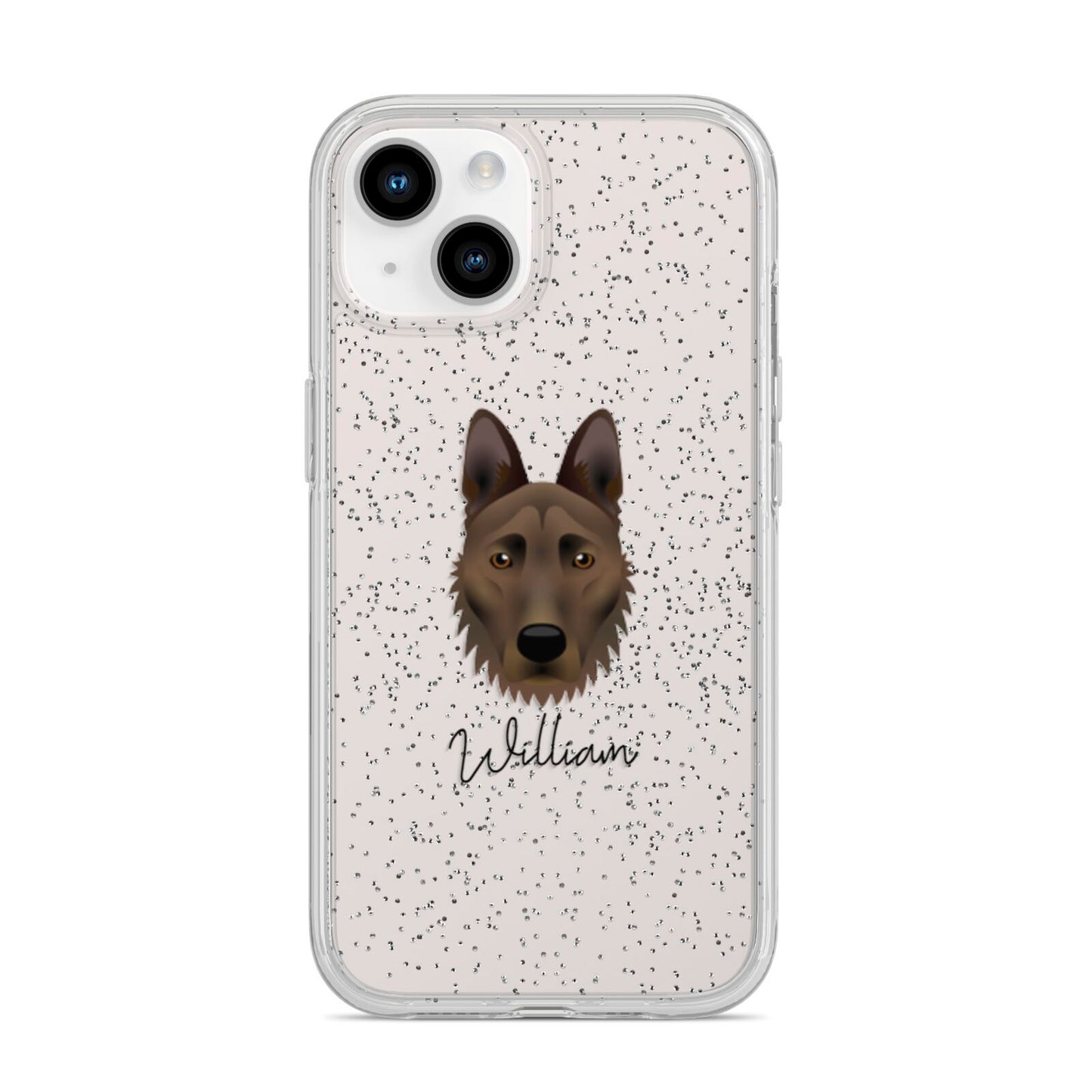 Dutch Shepherd Personalised iPhone 14 Glitter Tough Case Starlight