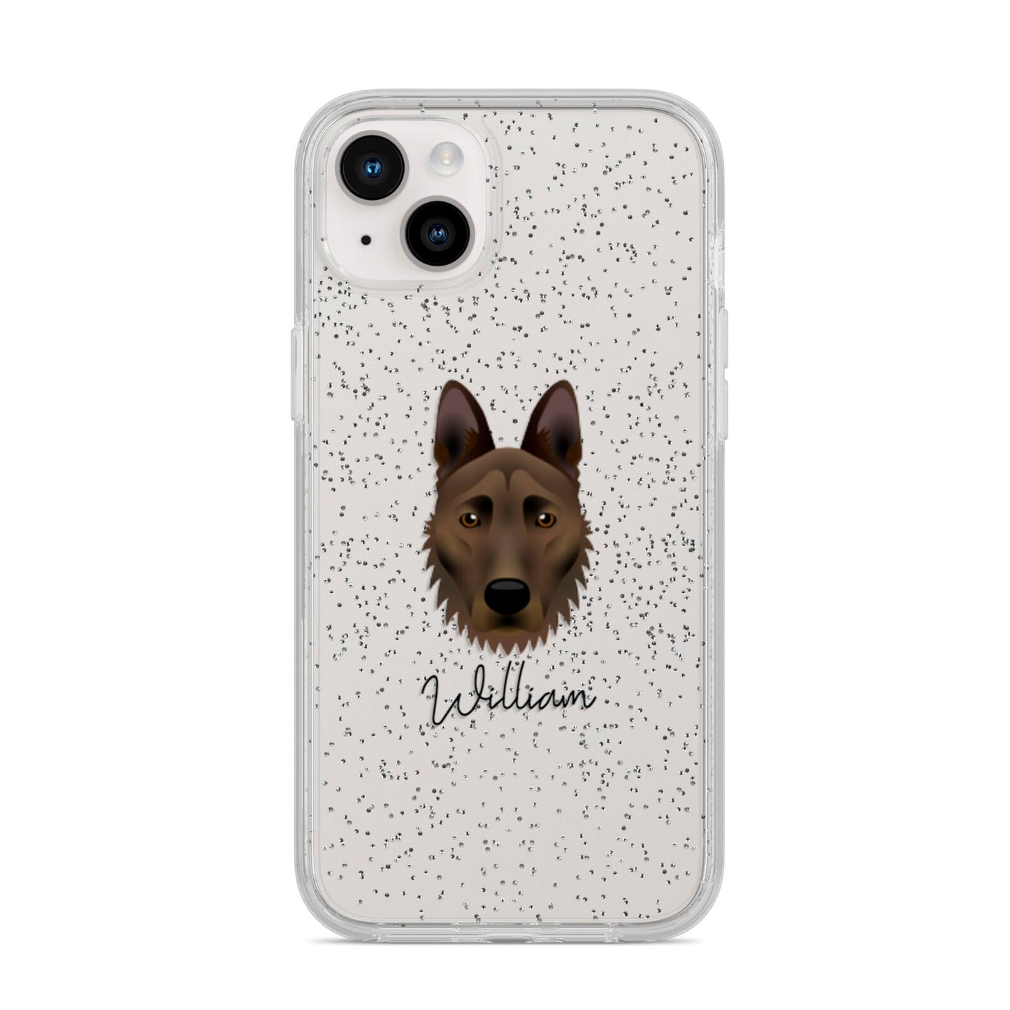 Dutch Shepherd Personalised iPhone 14 Plus Glitter Tough Case Starlight