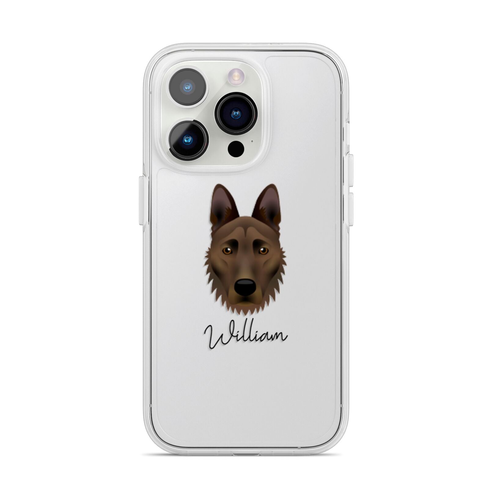 Dutch Shepherd Personalised iPhone 14 Pro Clear Tough Case Silver