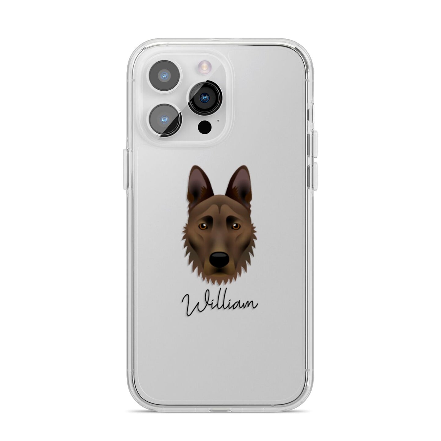Dutch Shepherd Personalised iPhone 14 Pro Max Clear Tough Case Silver