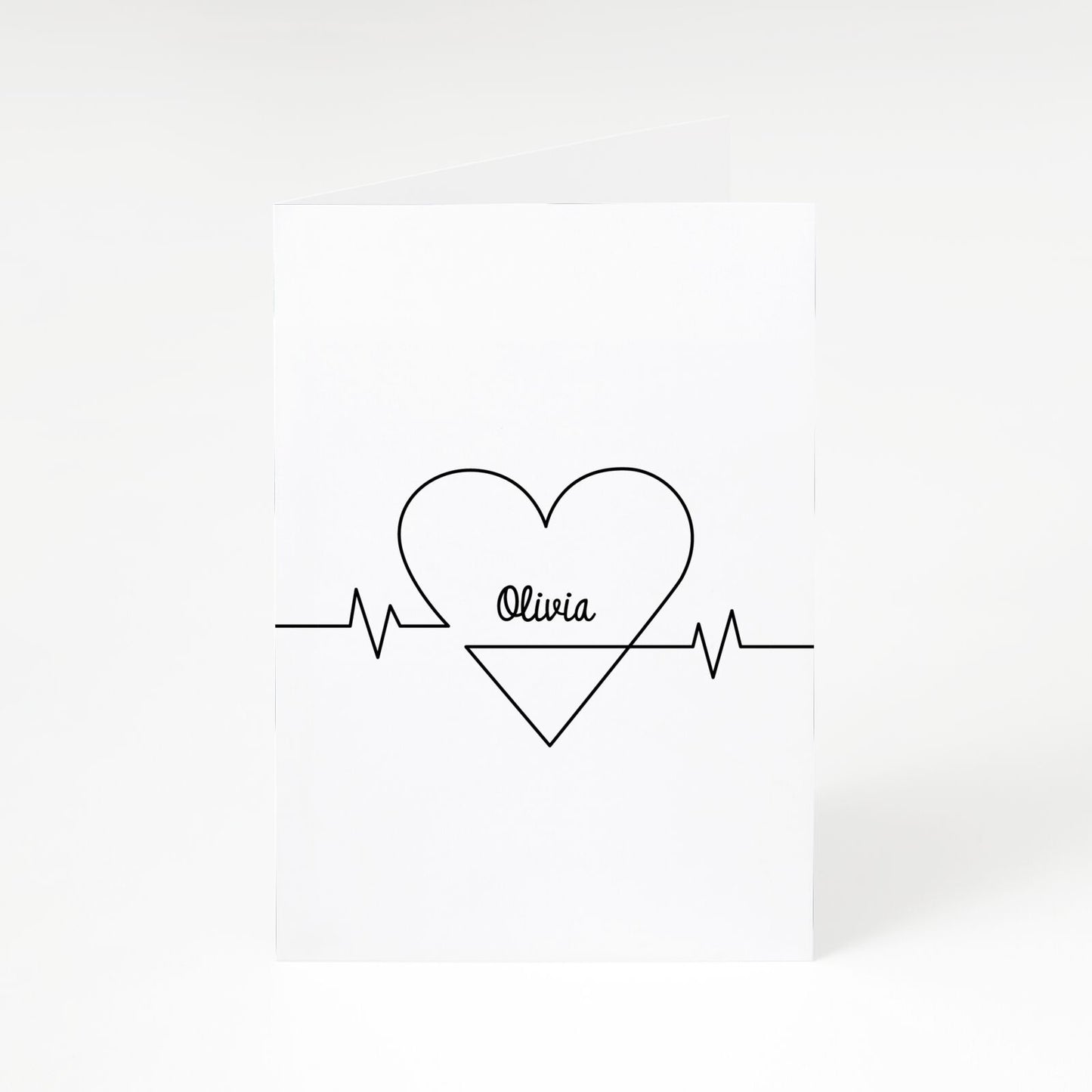 ECG Effect Heart Beats with Name A5 Greetings Card