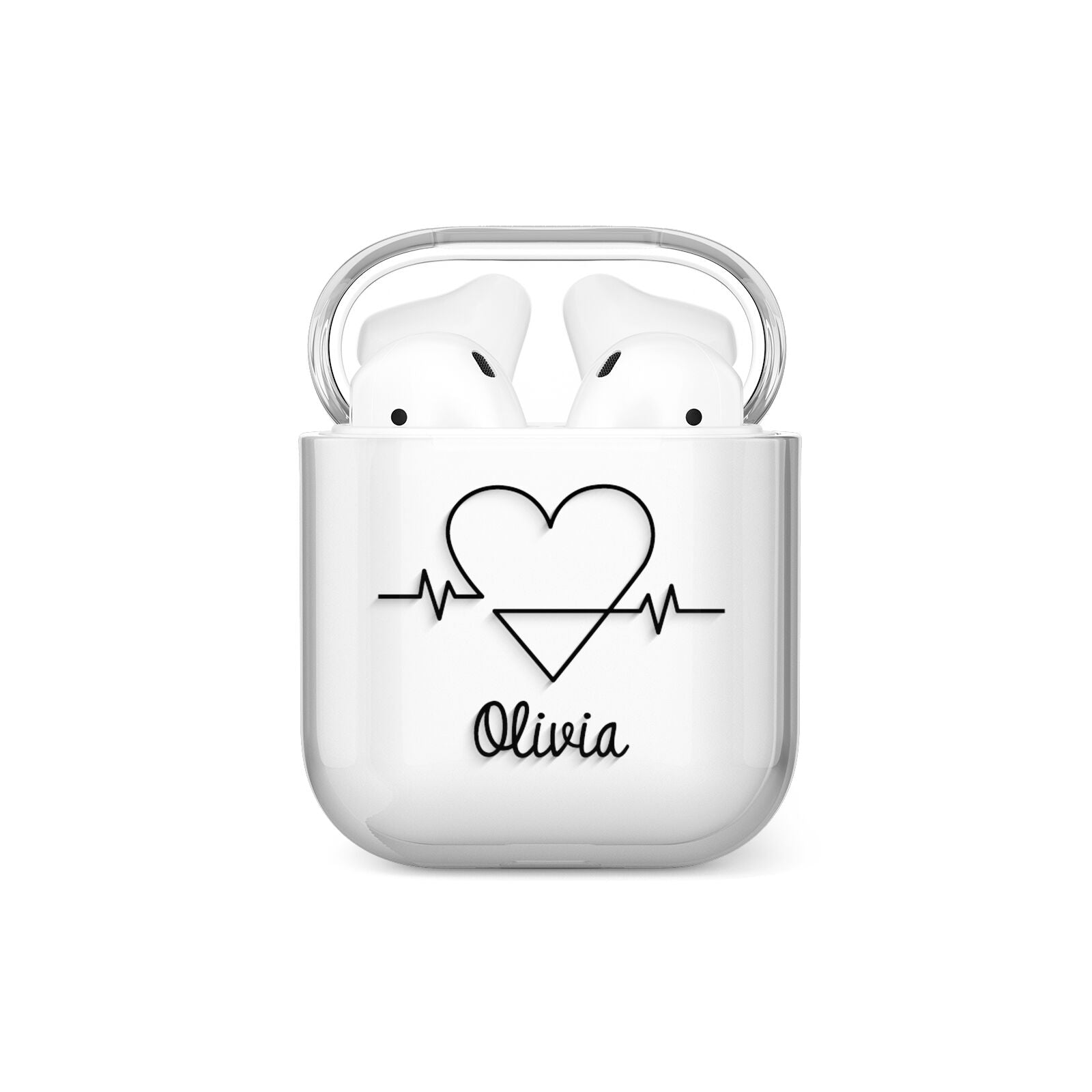 ECG Effect Heart Beats with Name AirPods Case