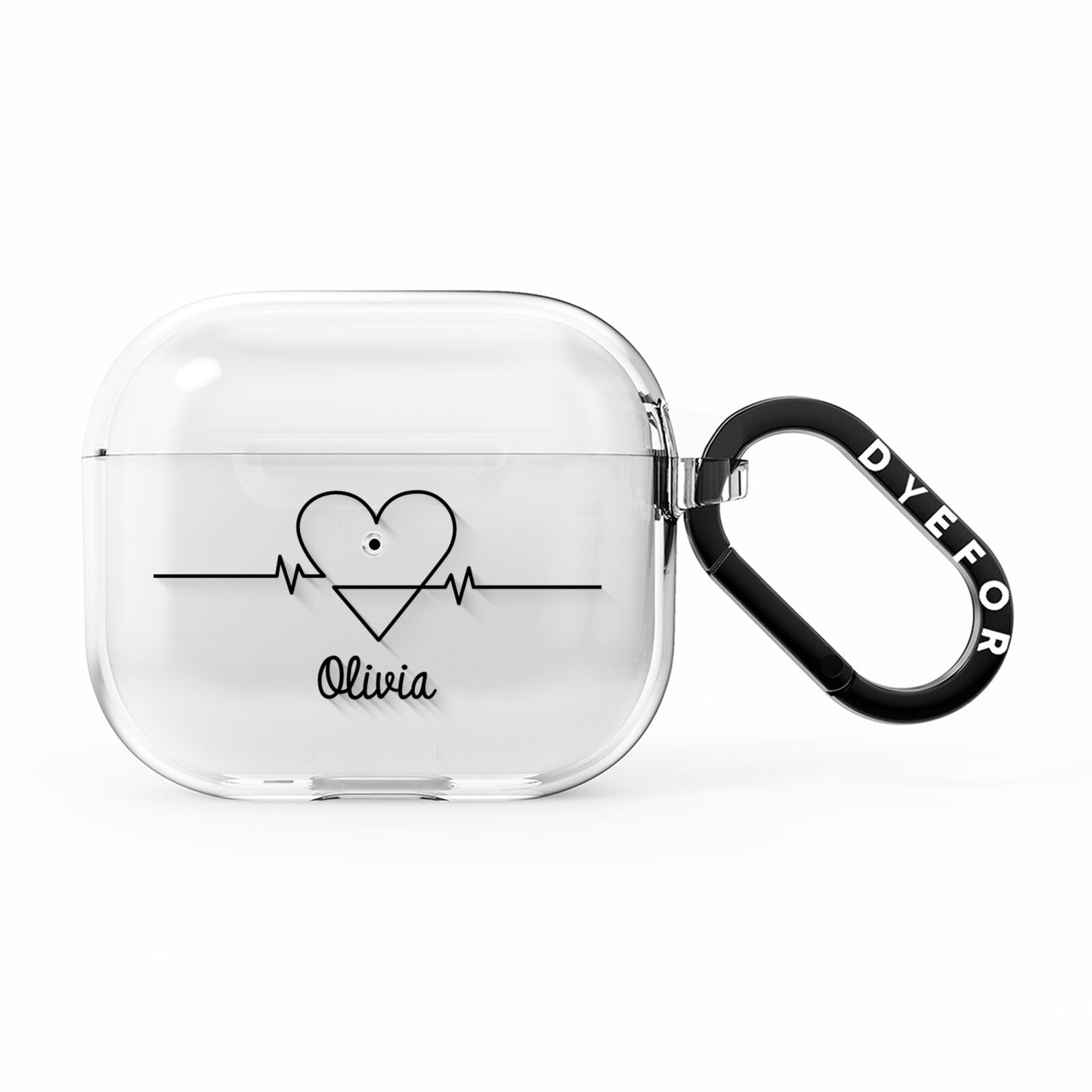 ECG Effect Heart Beats with Name AirPods Clear Case 3rd Gen