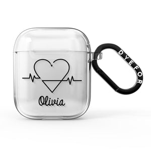 ECG Effect Heart Beats with Name AirPods Case