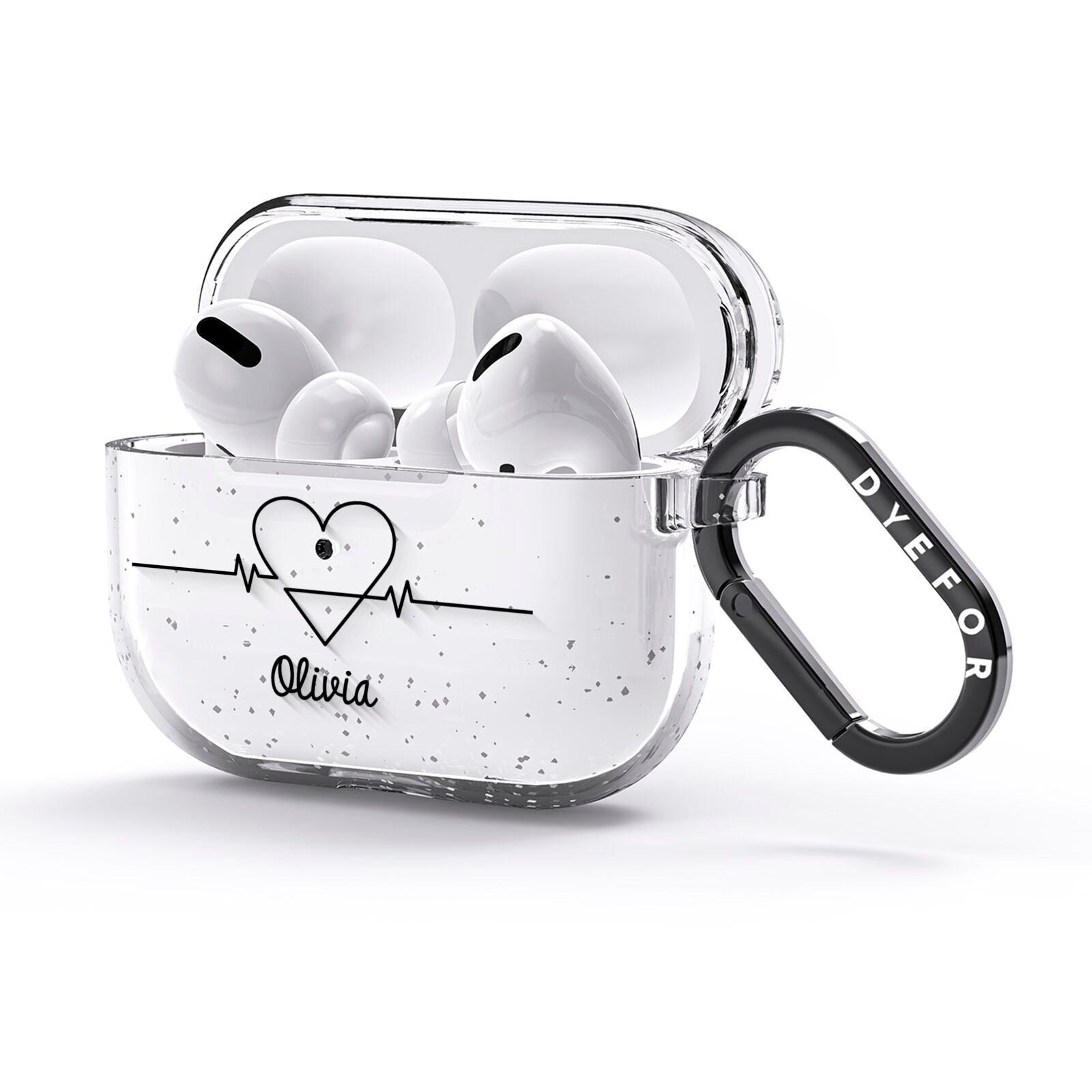 ECG Effect Heart Beats with Name AirPods Glitter Case 3rd Gen Side Image