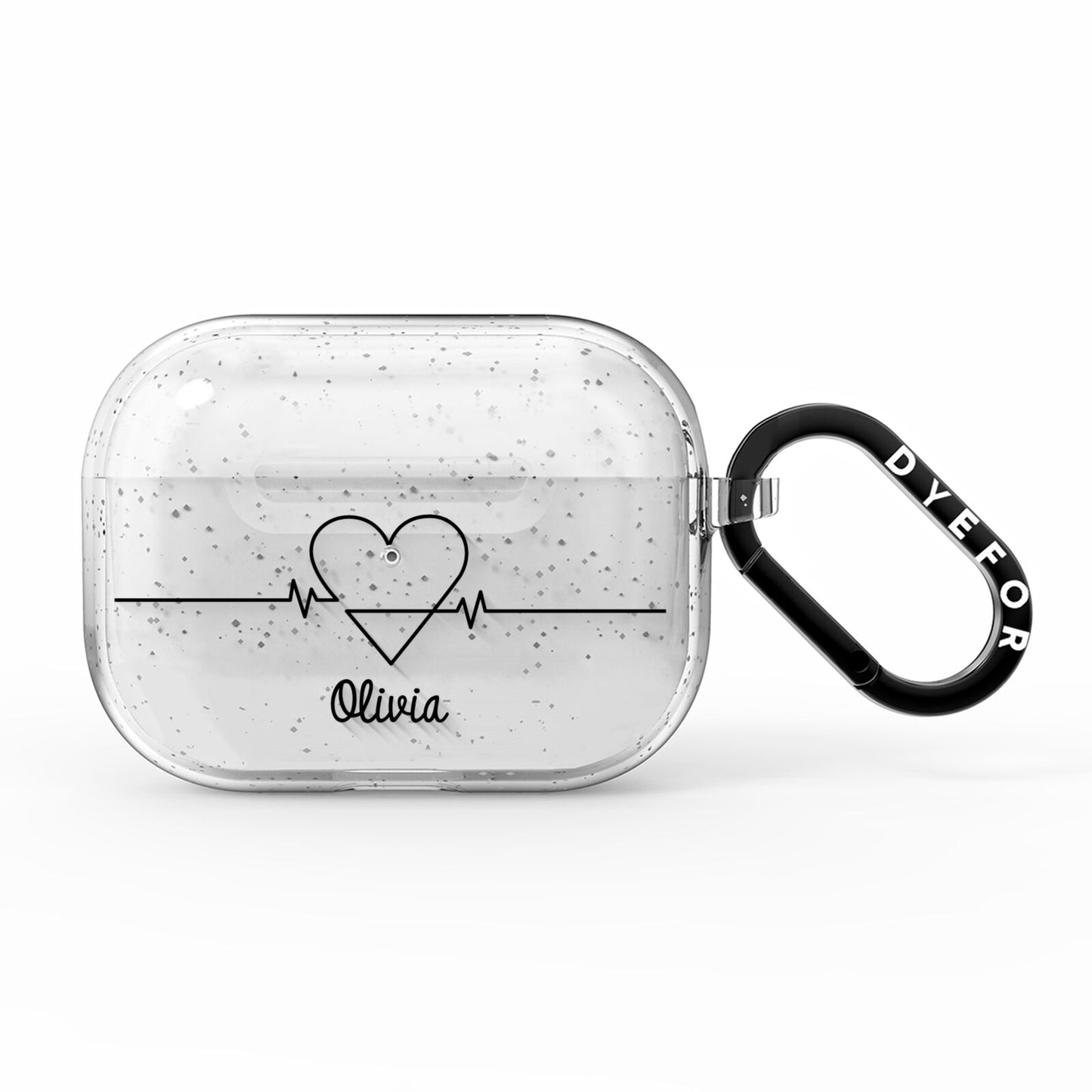 ECG Effect Heart Beats with Name AirPods Pro Glitter Case