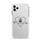 ECG Effect Heart Beats with Name Apple iPhone 11 Pro Max in Silver with White Impact Case