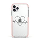 ECG Effect Heart Beats with Name Apple iPhone 11 Pro in Silver with Pink Impact Case
