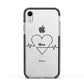 ECG Effect Heart Beats with Name Apple iPhone XR Impact Case Black Edge on Silver Phone