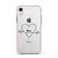 ECG Effect Heart Beats with Name Apple iPhone XR Impact Case Pink Edge on Silver Phone