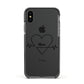 ECG Effect Heart Beats with Name Apple iPhone Xs Impact Case Black Edge on Black Phone