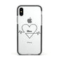 ECG Effect Heart Beats with Name Apple iPhone Xs Impact Case Black Edge on Silver Phone