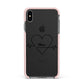 ECG Effect Heart Beats with Name Apple iPhone Xs Max Impact Case Pink Edge on Black Phone