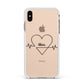 ECG Effect Heart Beats with Name Apple iPhone Xs Max Impact Case White Edge on Gold Phone