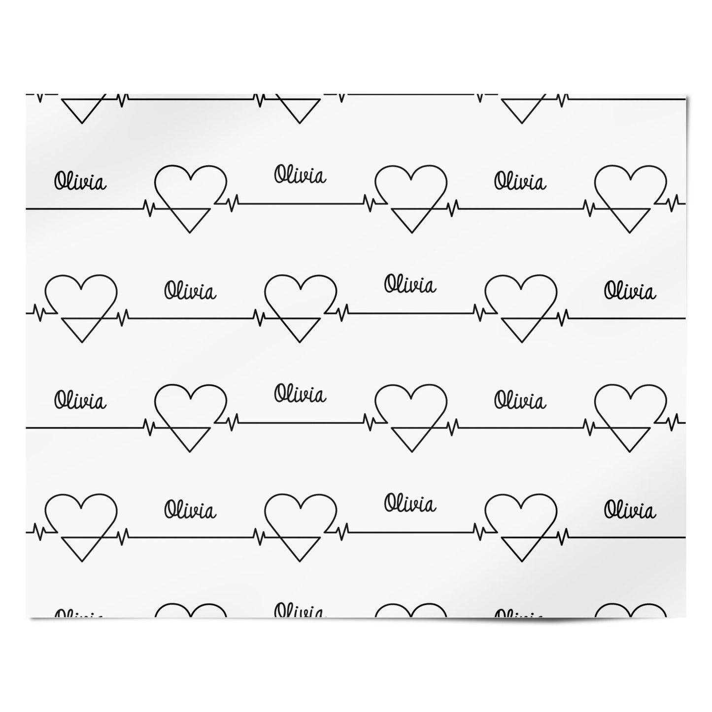 ECG Effect Heart Beats with Name Personalised Wrapping Paper Alternative