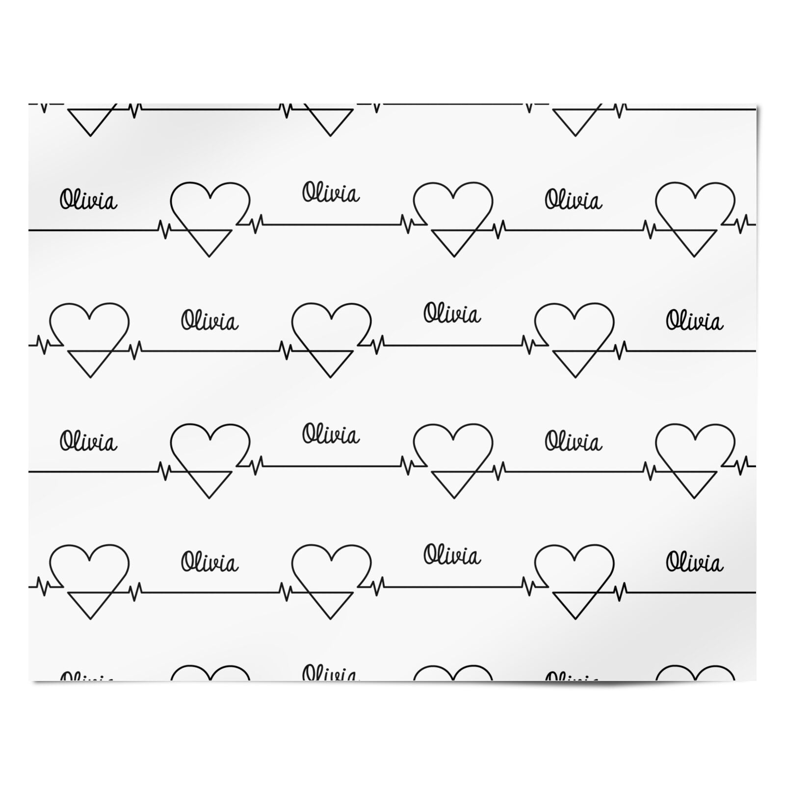 ECG Effect Heart Beats with Name Personalised Wrapping Paper Alternative