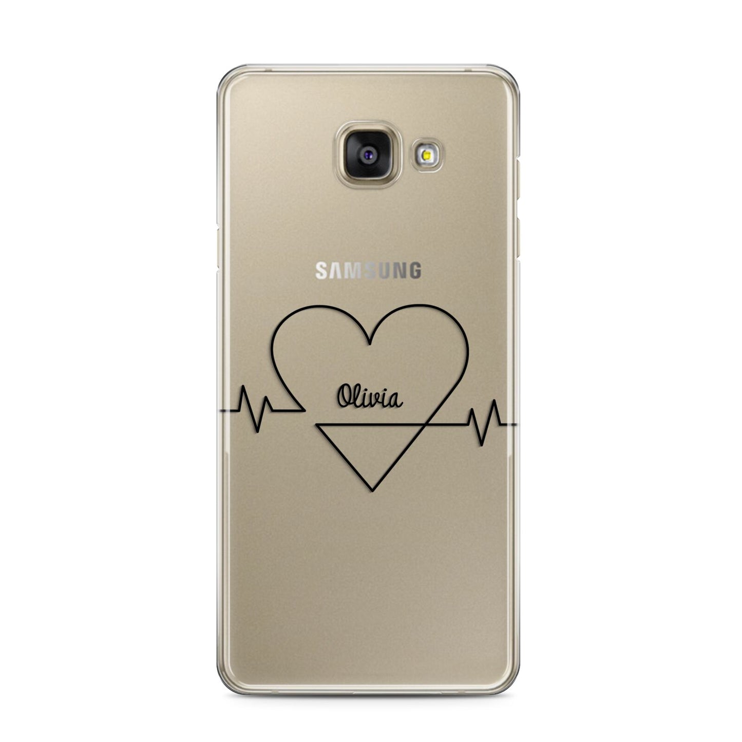 ECG Effect Heart Beats with Name Samsung Galaxy A3 2016 Case on gold phone