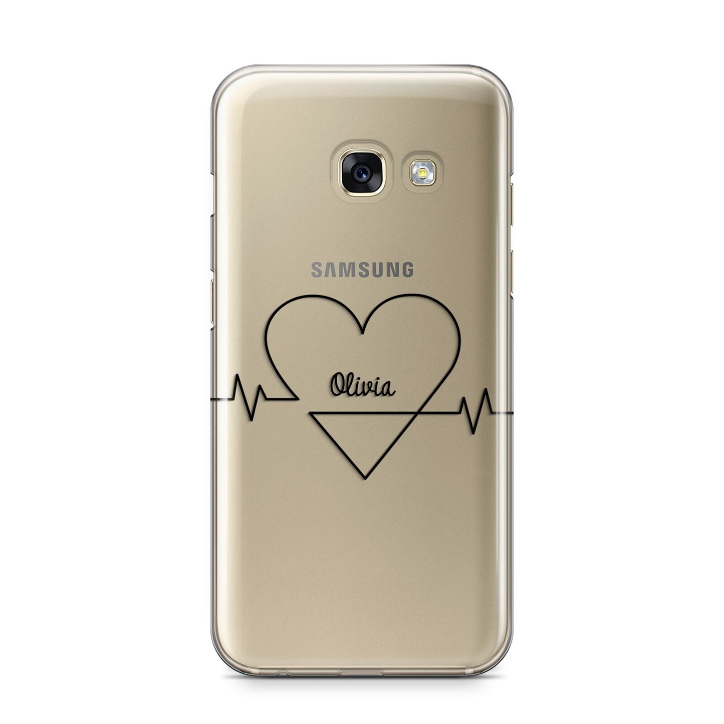 ECG Effect Heart Beats with Name Samsung Galaxy A3 2017 Case on gold phone