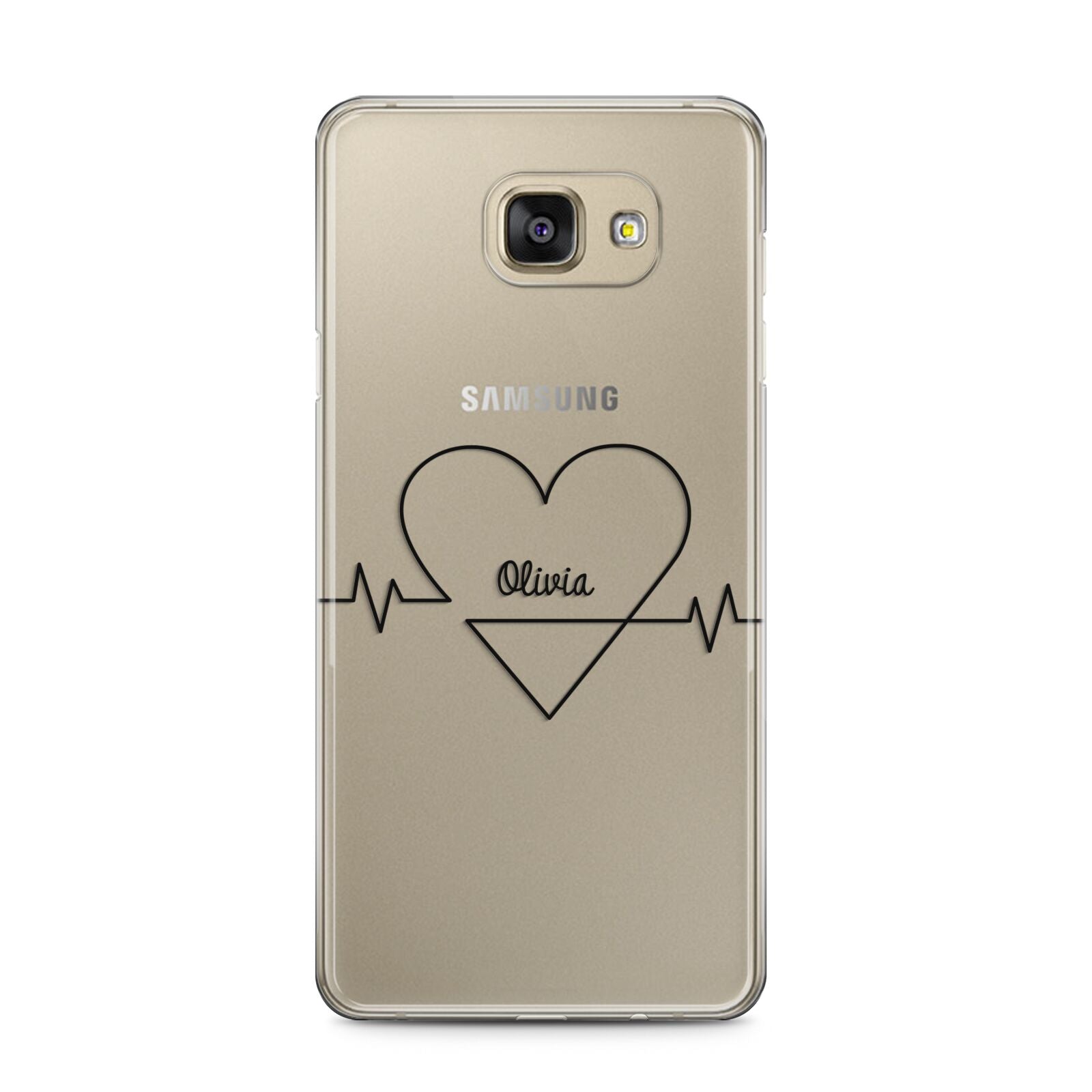 ECG Effect Heart Beats with Name Samsung Galaxy A5 2016 Case on gold phone